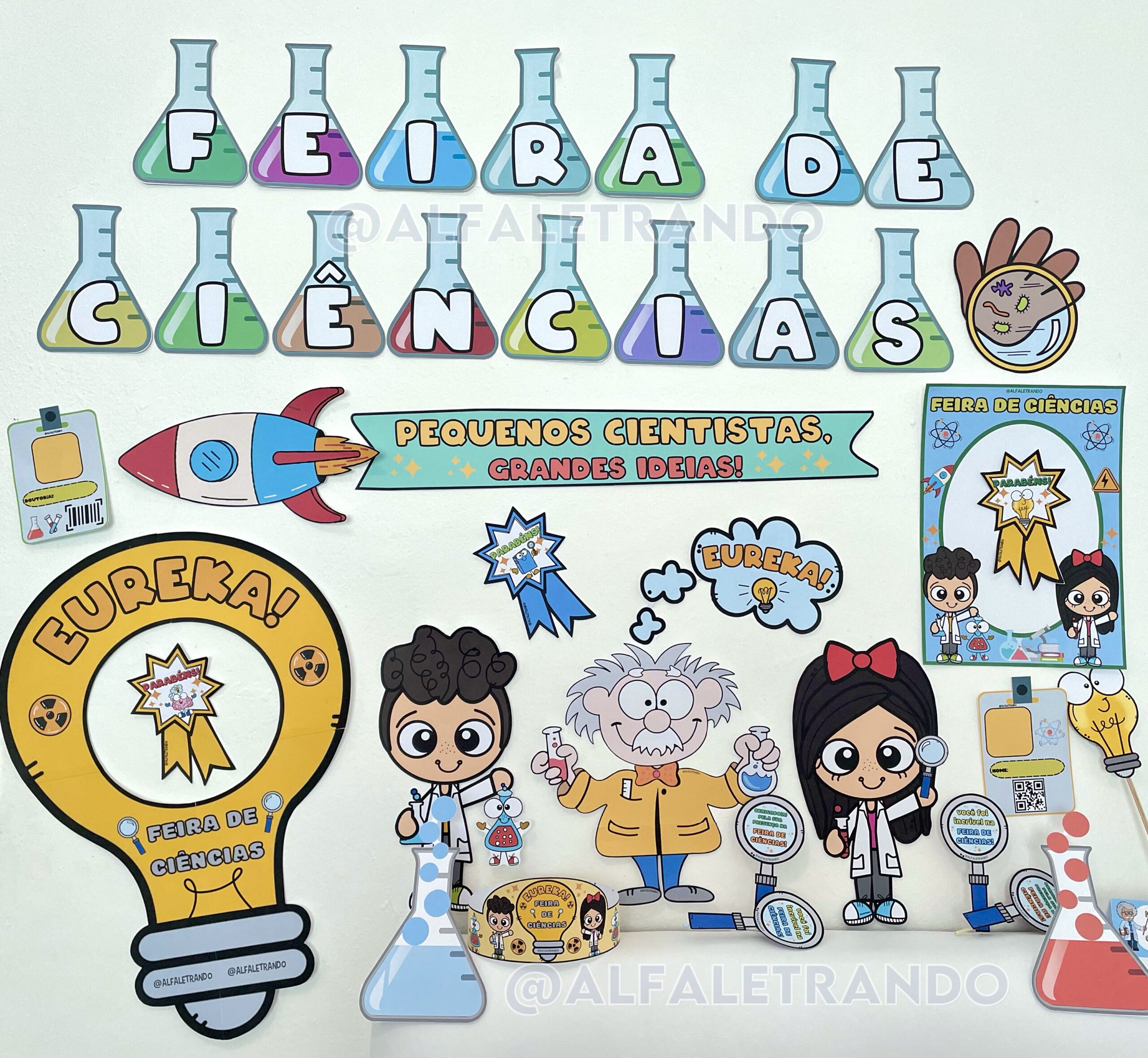 Kit Adesivos Para Feira De Ciências WATINC - 46 Peças Autoadesivas Para Apresentação