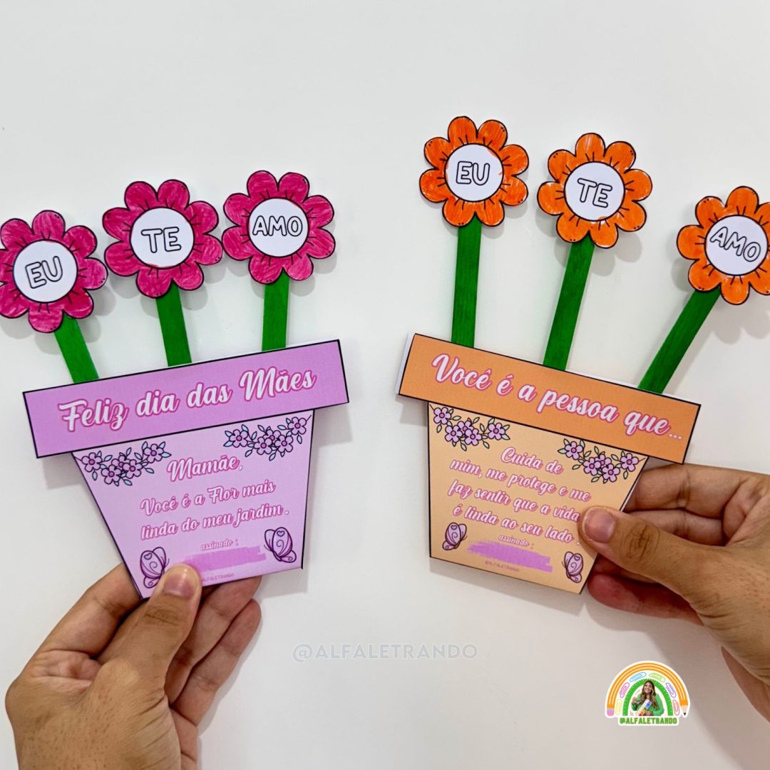Cartão dia das mães vaso de flores