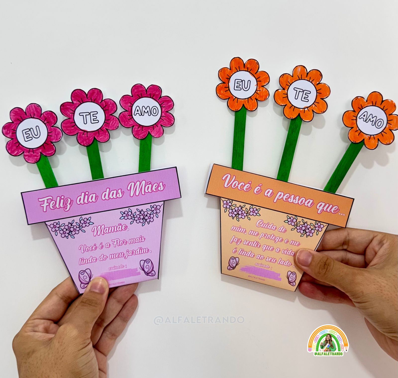 Cartão dia das mães vaso de flores