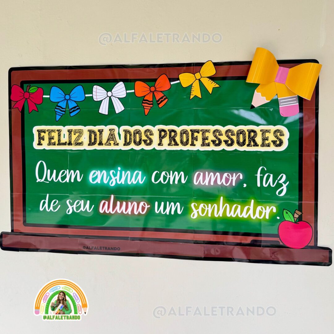 Painel dia dos professores com lembrancinha