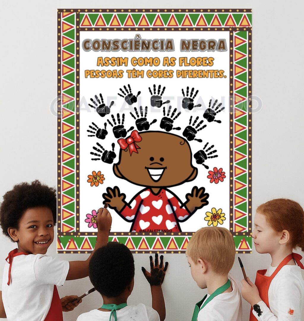 Painel pintura coletiva dia da consciência negra