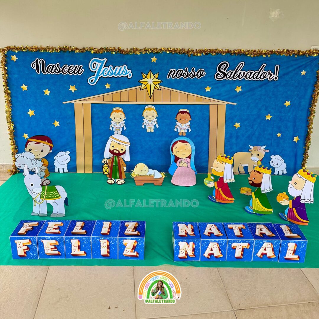Cenário de Natal presépio 3D