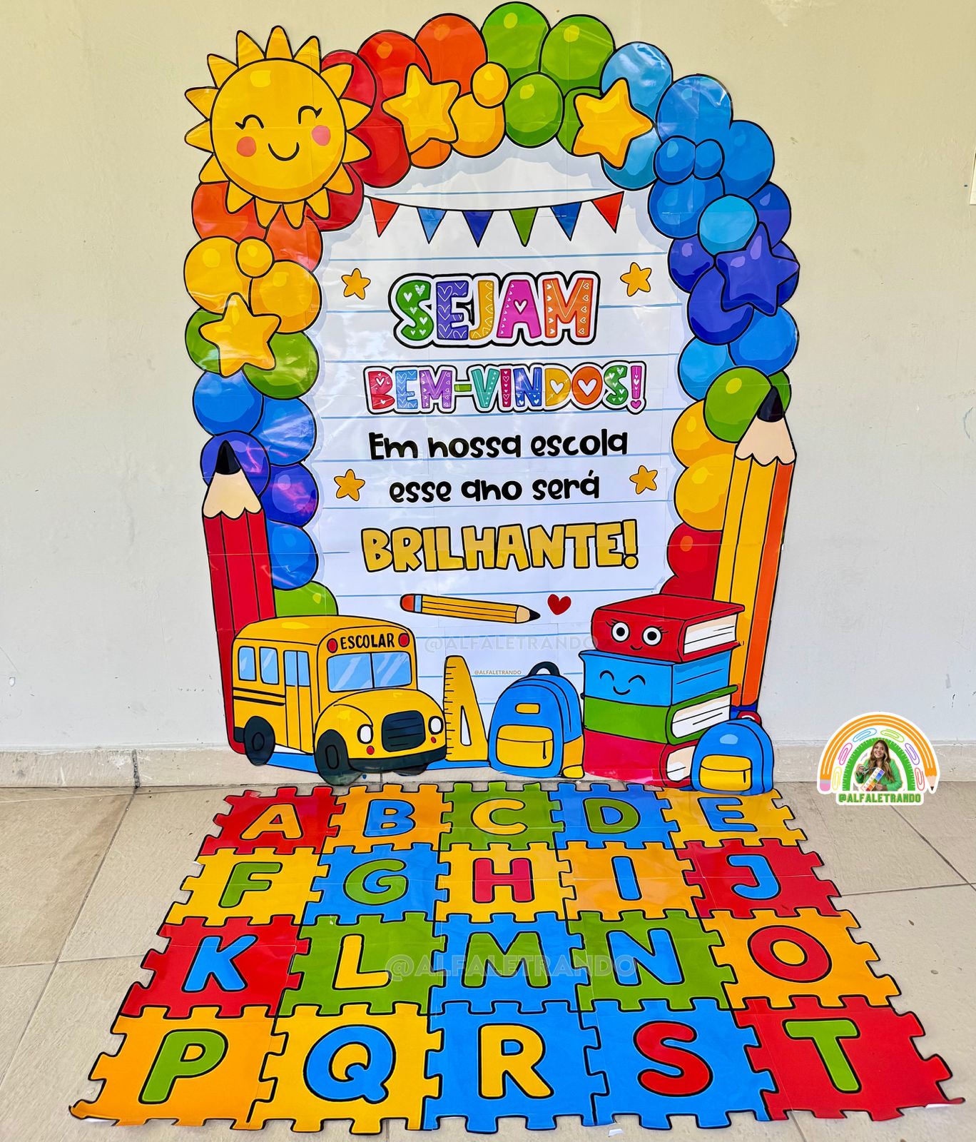 Painel 3D volta às aula com tapete lúdico - Imagem 11