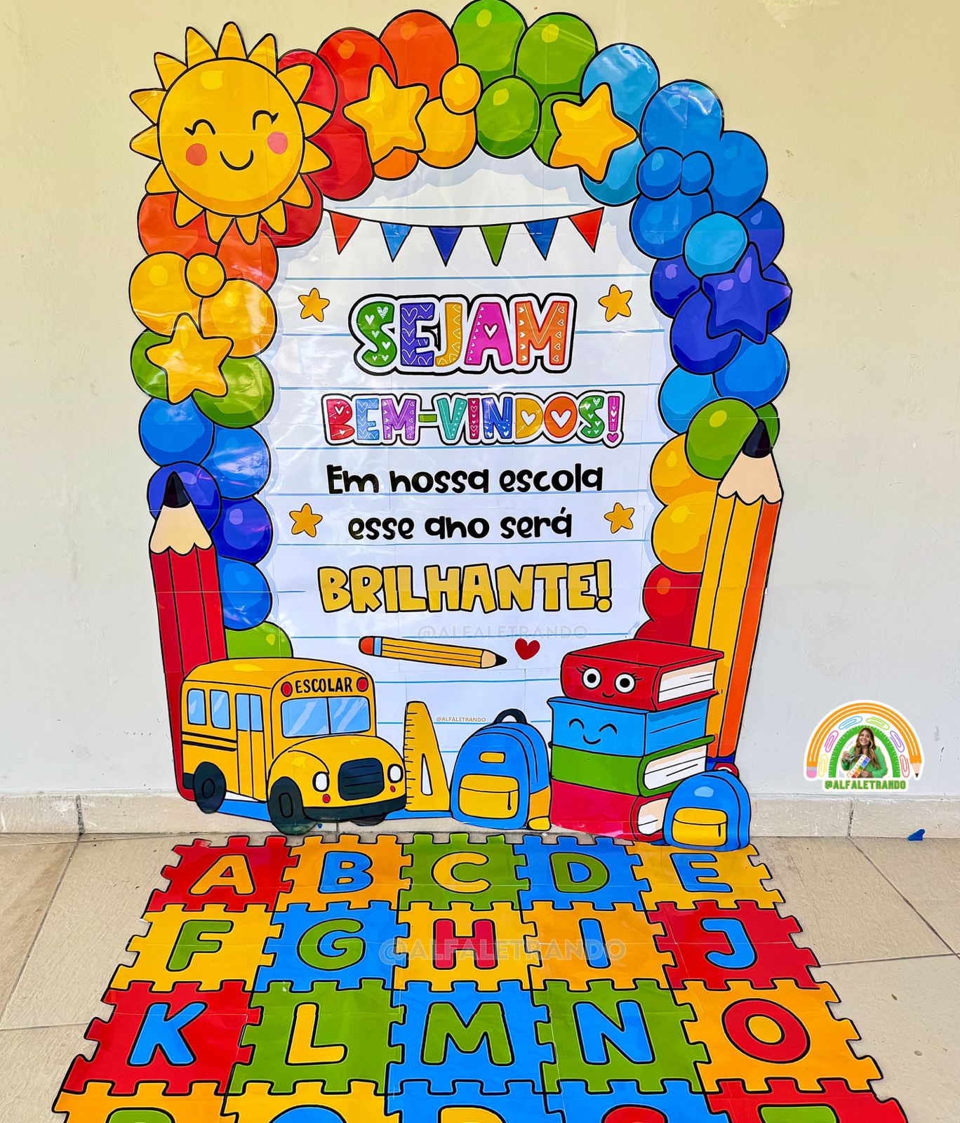 Painel 3D volta às aula com tapete lúdico - Imagem 10