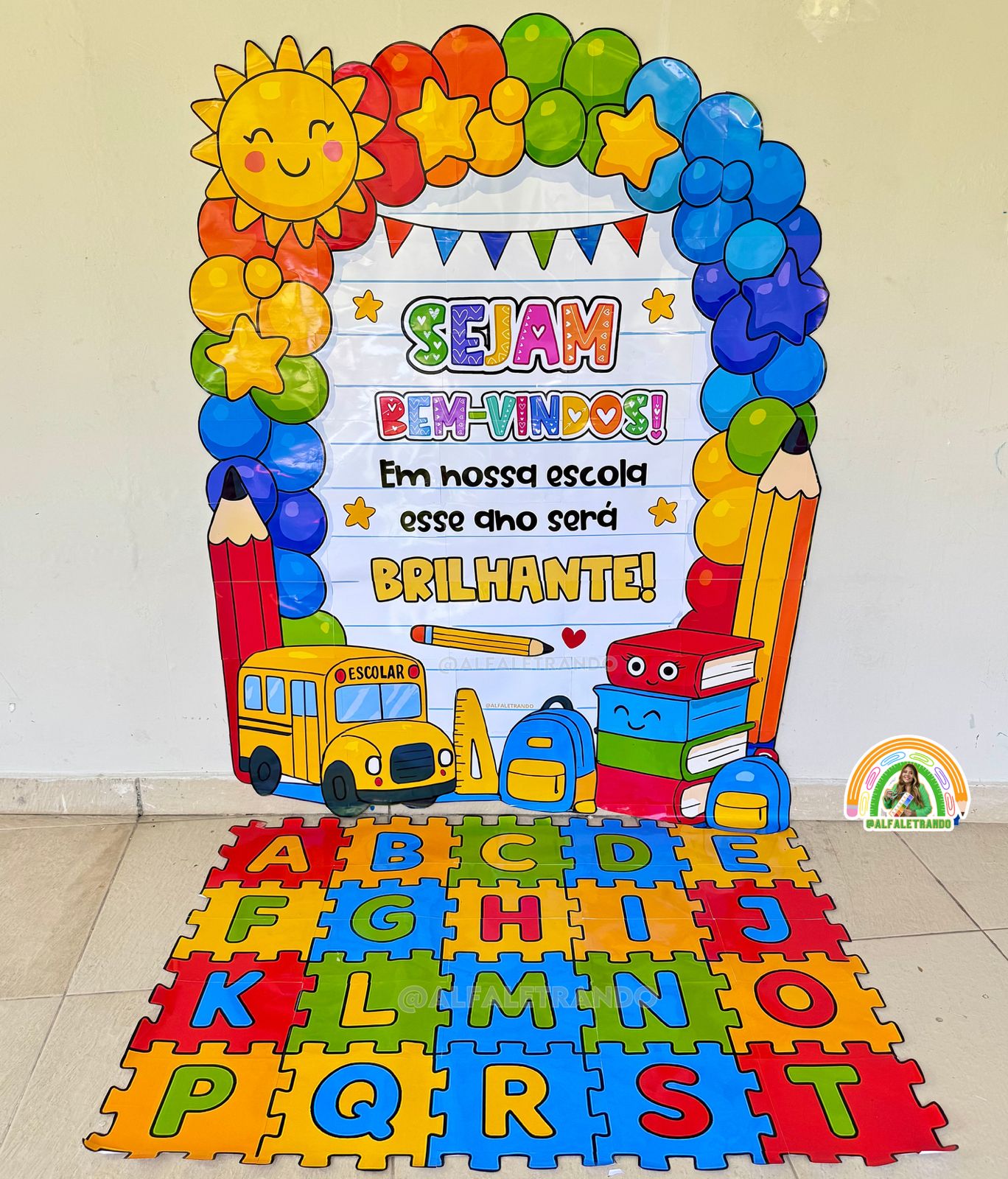 Painel 3D volta às aula com tapete lúdico - Imagem 2