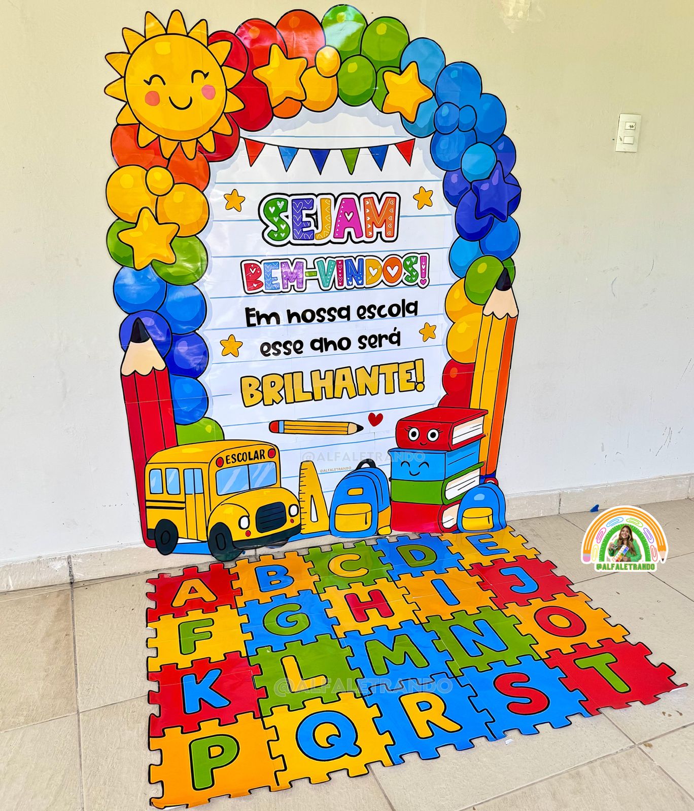 Painel 3D volta às aula com tapete lúdico - Imagem 6