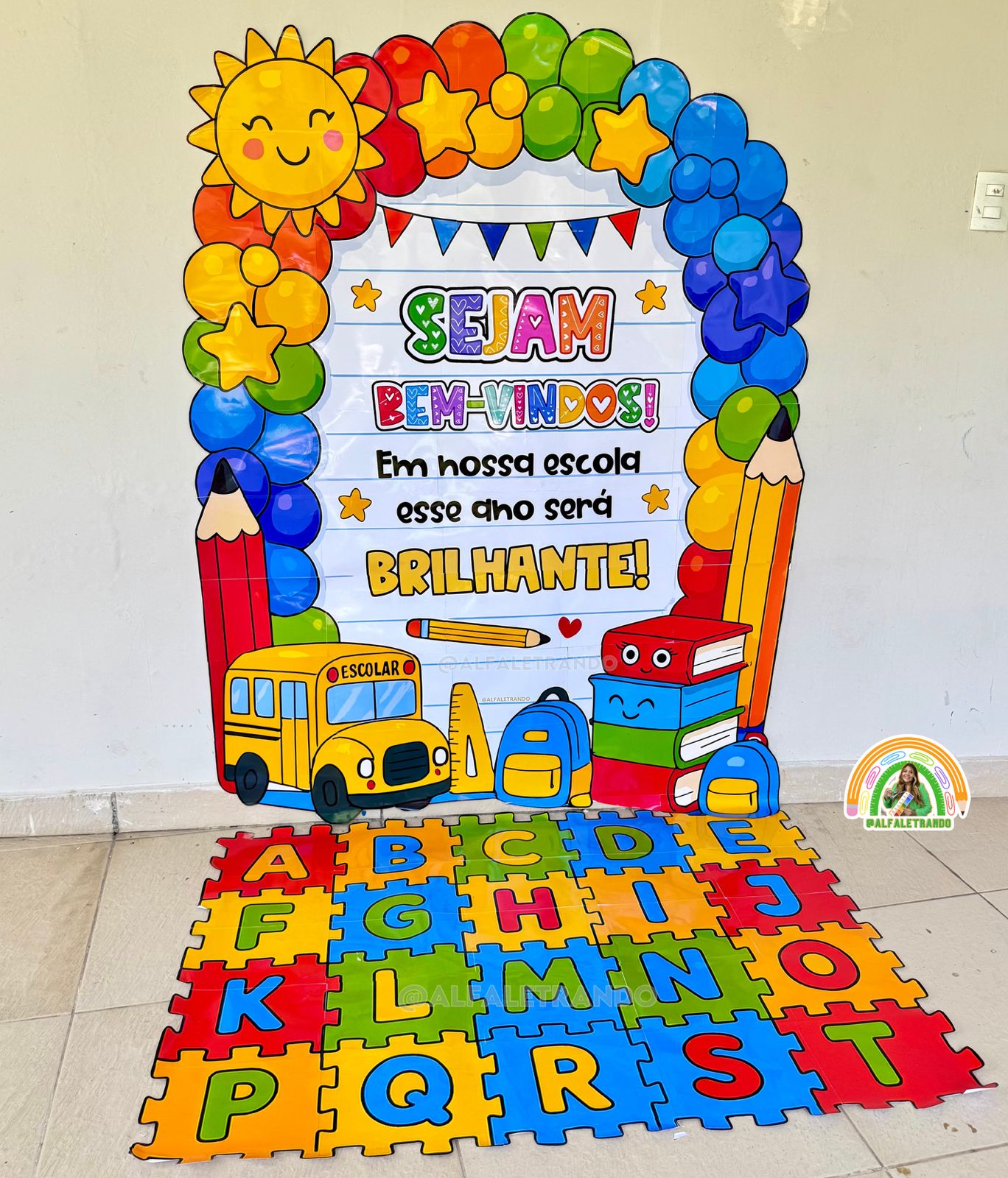 Painel 3D volta às aula com tapete lúdico - Imagem 12