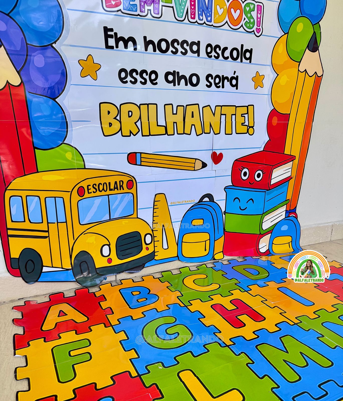 Painel 3D volta às aula com tapete lúdico - Imagem 9