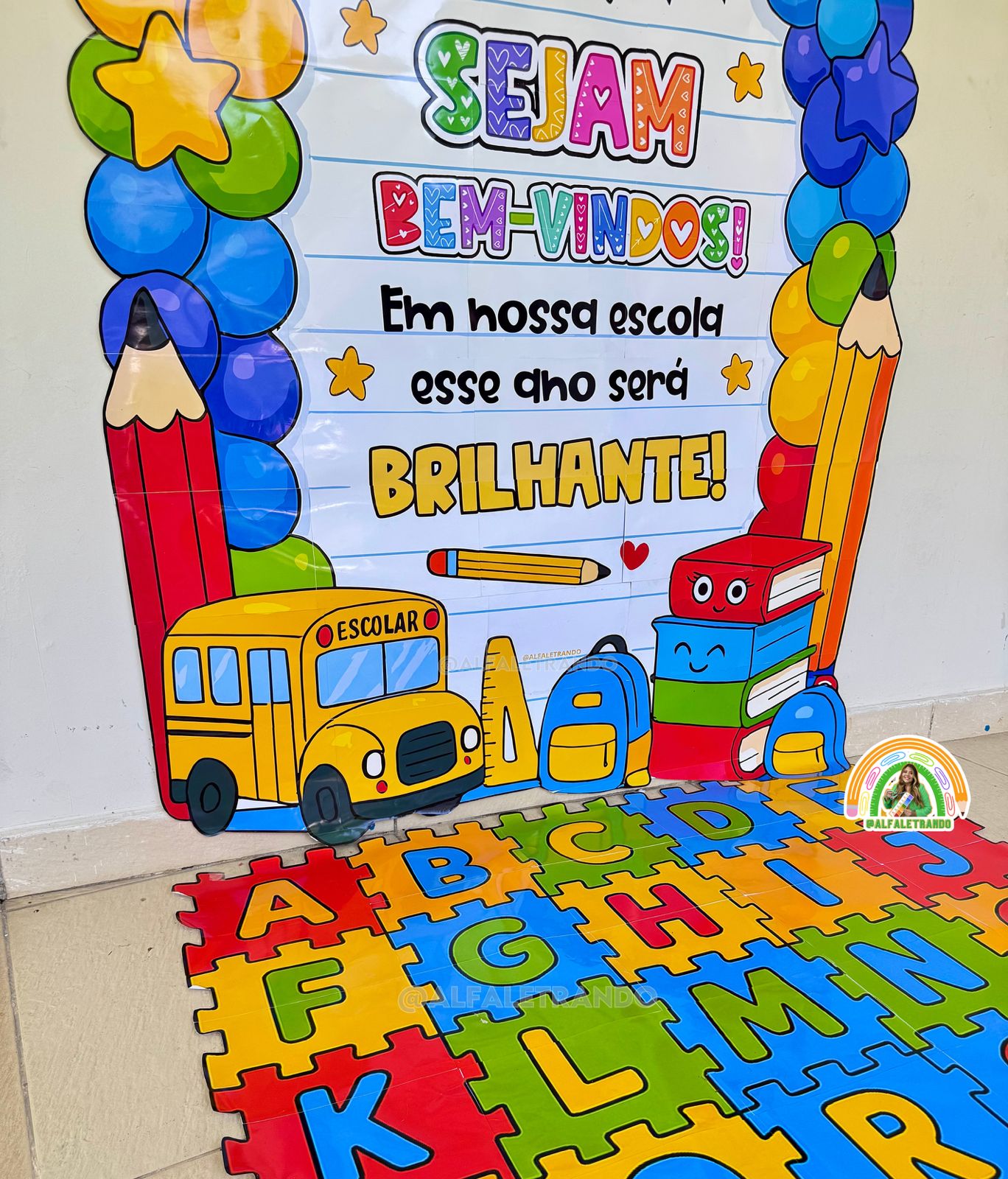 Painel 3D volta às aula com tapete lúdico - Imagem 8