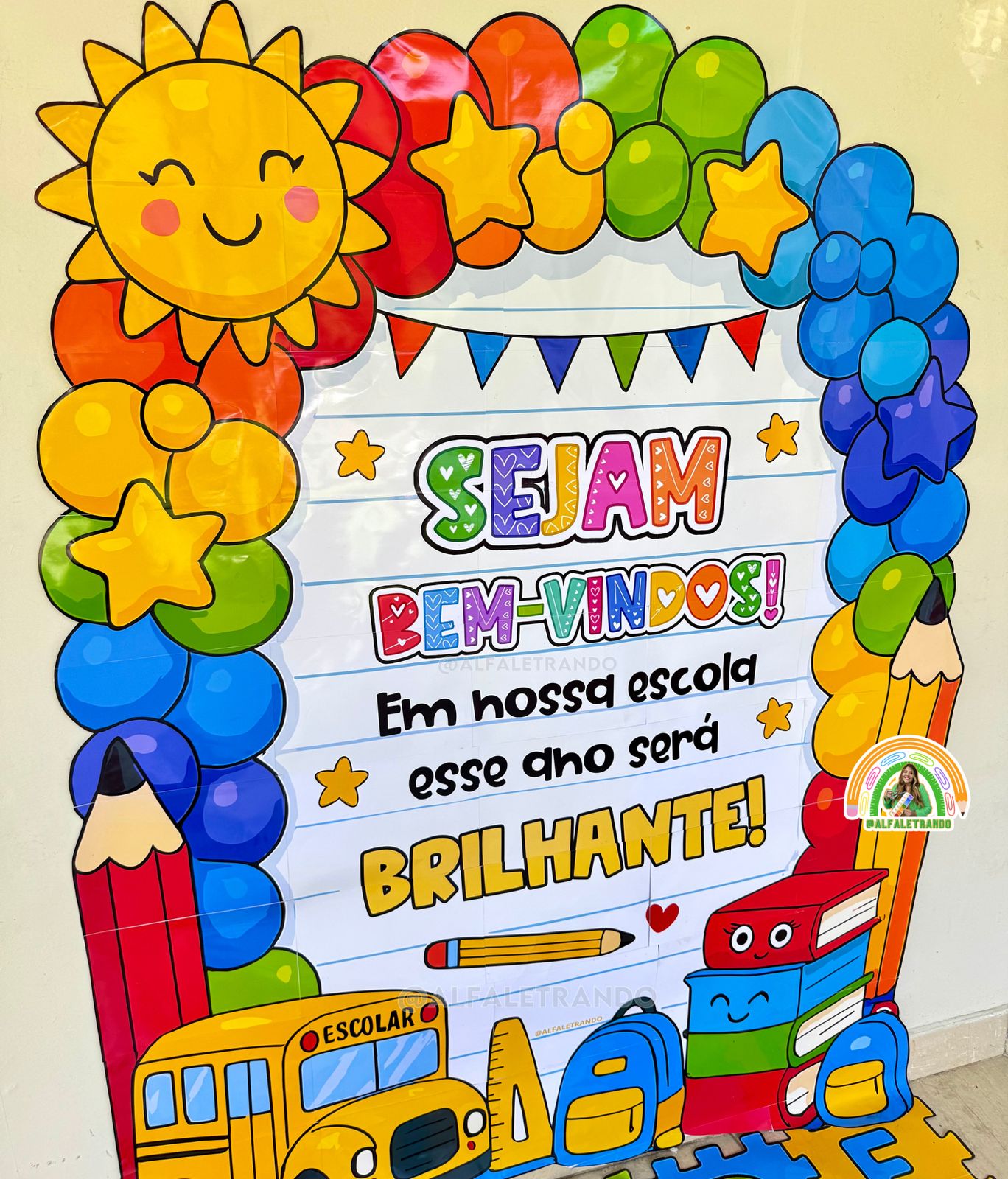 Painel 3D volta às aula com tapete lúdico - Imagem 7