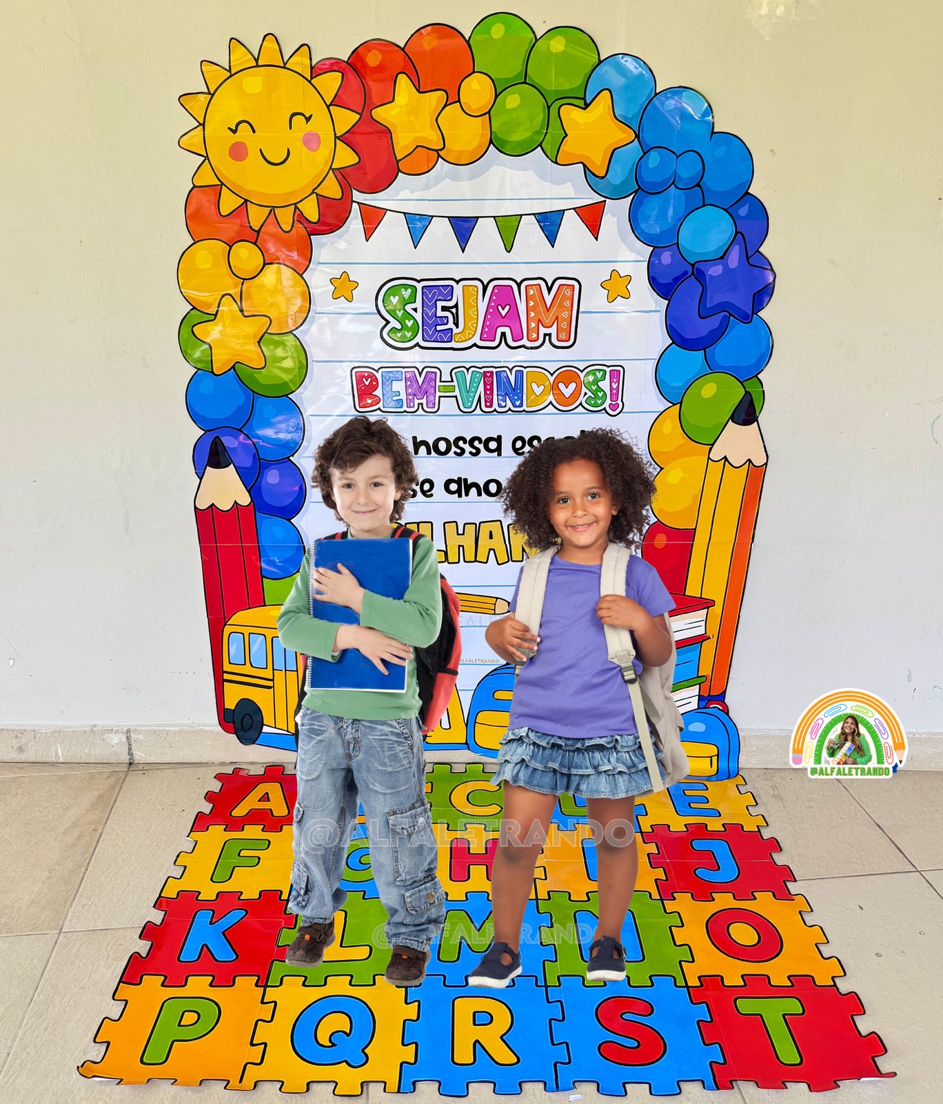 Painel 3D volta às aula com tapete lúdico - Imagem 5