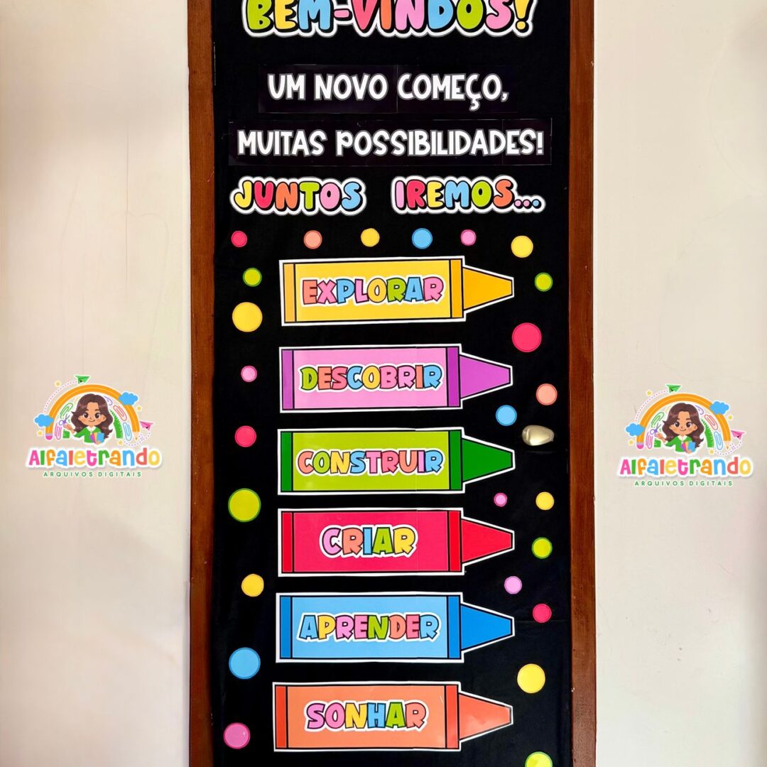 Painel de porta volta às aulas color black