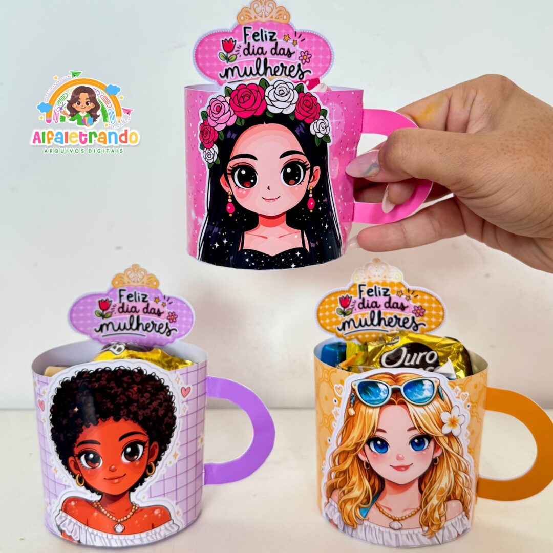 Canecas porta bombons para o dia das mulheres