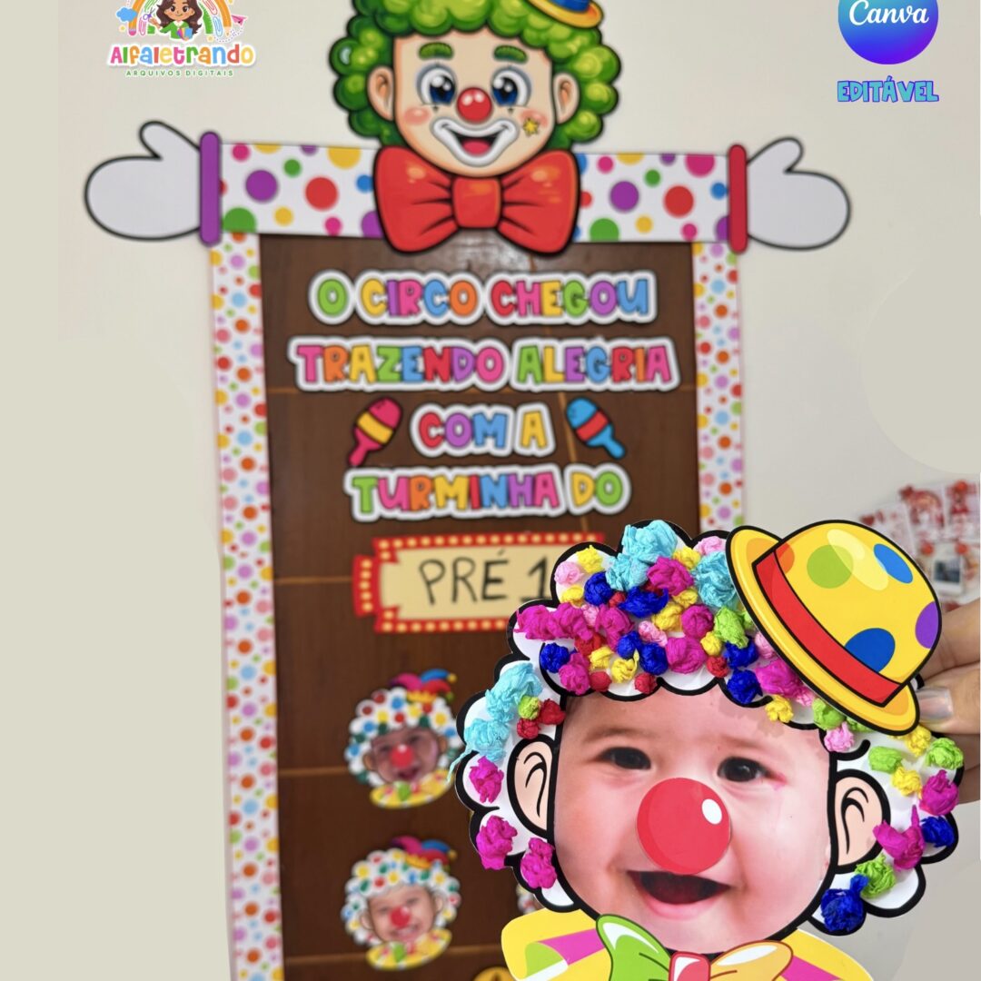 Painel de porta dia do circo editável