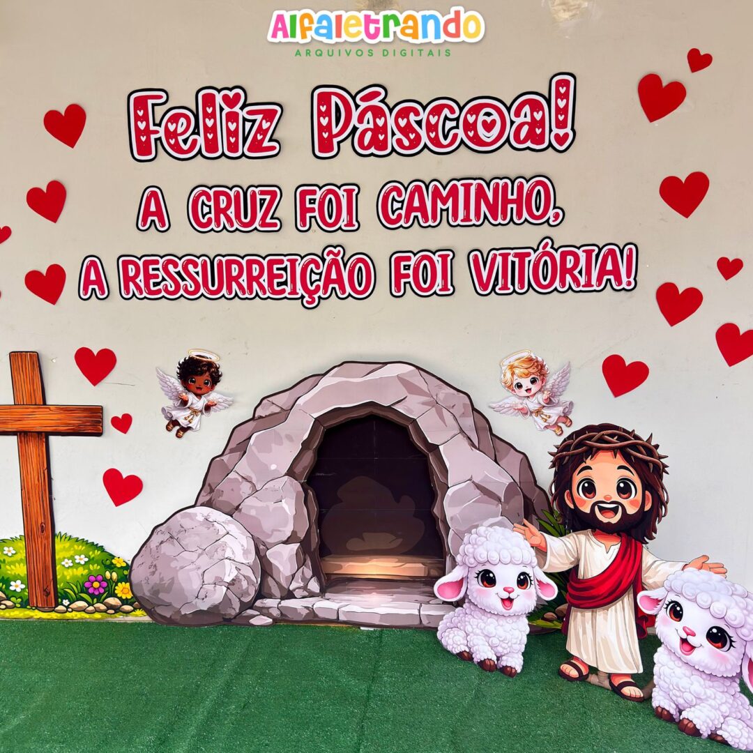 Cenário 3D Páscoa cristã - Ressurreição