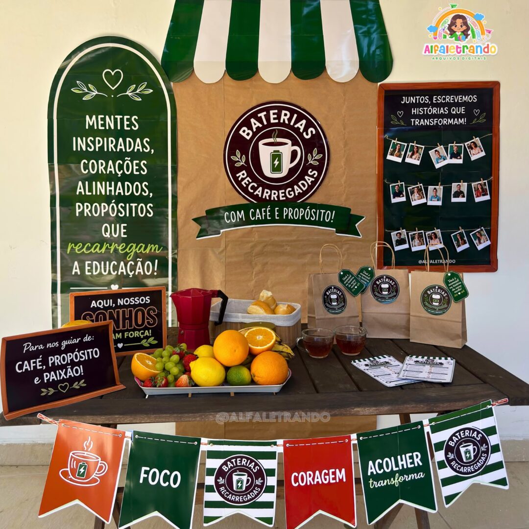 Kit recepção dos professores - Baterias Recarregadas com Café e Propósito