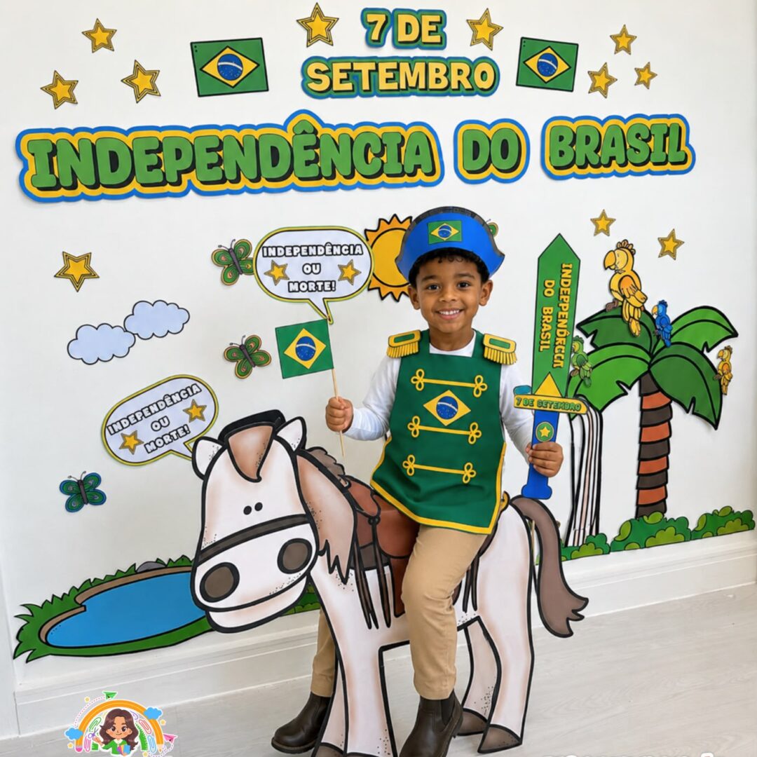 Painel 7 de setembro com cavalinho 3D + Kit de acessórios
